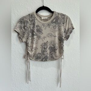 Moonchild Dragon Graphic Crop‎ Top with Adjustable Ties Size Small